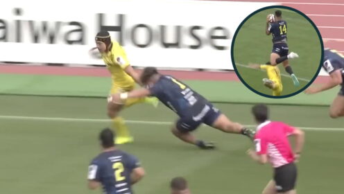 Springboks star Cheslin Kolbe in action for Suntory Sungoliath in the Japan Rugby League One.