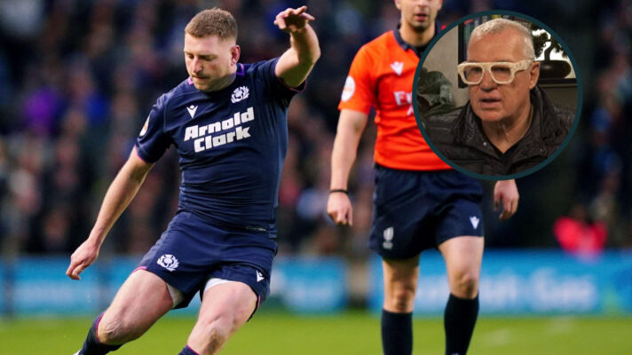 Scotland fly-half Finn Russell and ex-All Blacks wing Sir John Kirwan (inset).