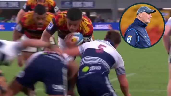 Tupou Vaa'i and an inset of Blues head coach Vern Cotter