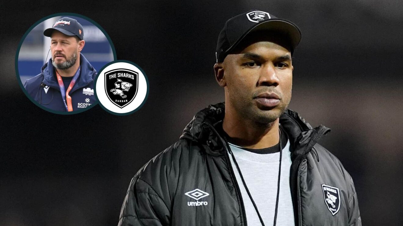 Sharks interim head coach JP Pietersen and an inset of Scott Mathie.