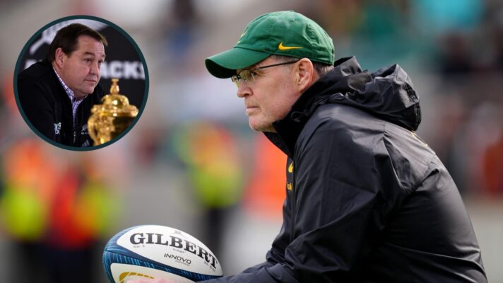 Springboks head coach Rassie Erasmus and an inset of ex-All Blacks boss Sir Steve Hansen (1)
