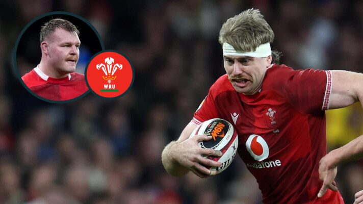 Aaron Wainwright and Dewi Lake (inset) in action for Wales in the 2026 Six Nations.