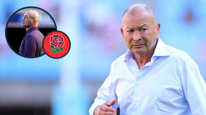 Former England head coach Eddie Jones and current boss Steve Borthwick (inset).