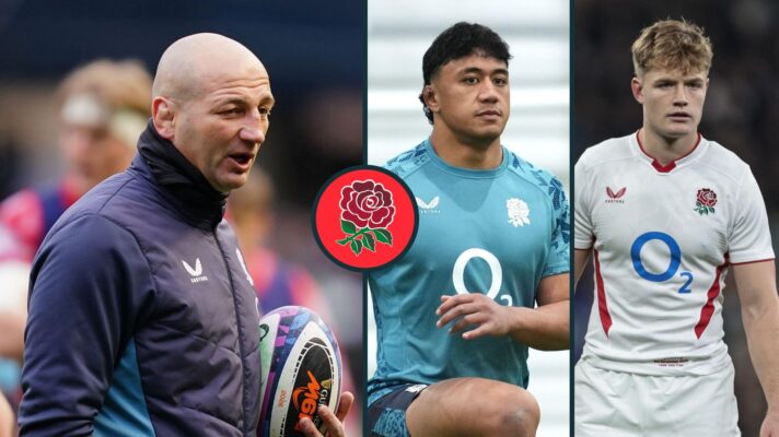 A three panel image of Steve Borthwick, Greg Fisilau and Fin Smith