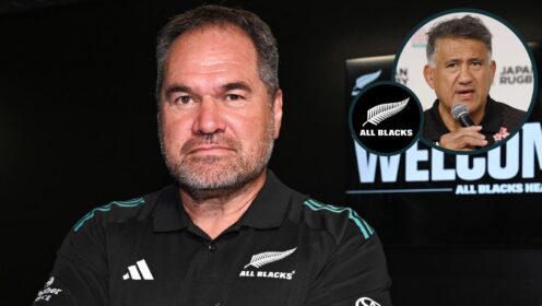 New All Blacks head coach Dave Rennie and an inset of Jamie Joseph.