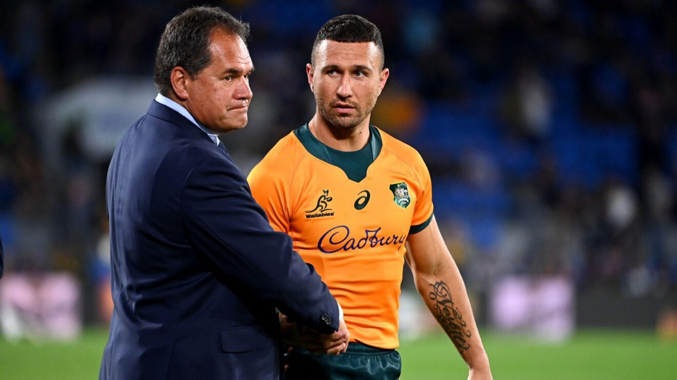 Dave Rennie and Quade Cooper Wallabies 2021 - Alamy