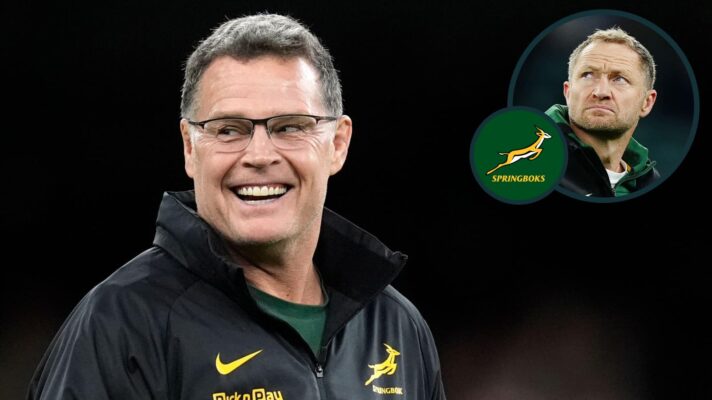 Springboks head coach Rassie Erasmus and an inset of Tony Brown.