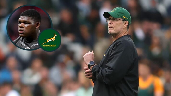 Springboks head coach Rassie Erasmus and an inset of Batho Hlekani