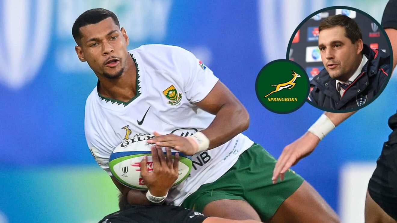 Haashim Pead (credit: Maurilio Boldrini / World Rugby) and an inset of Dave Wessels.