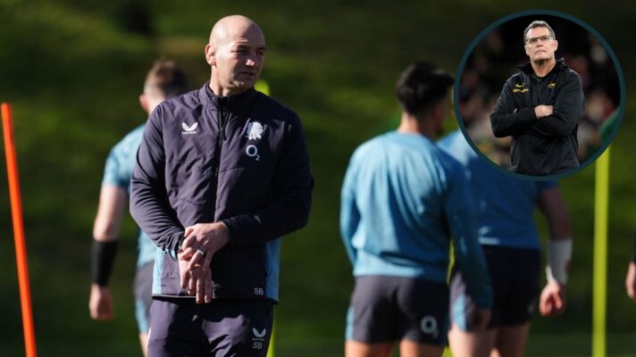 England head coach Steve Borthwick is given support by Springboks boss Rassie Erasmus.