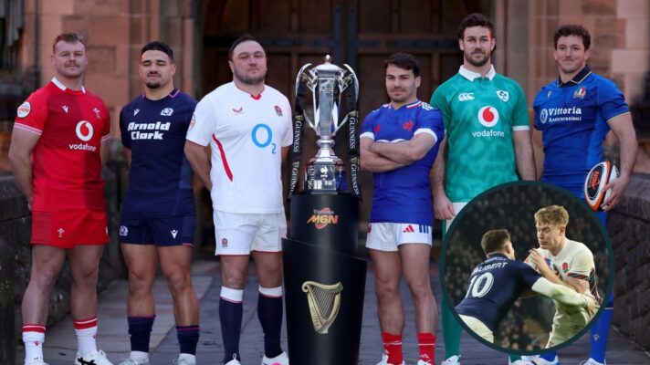 Two layer image of all the Six Nations captains and Le Crunch