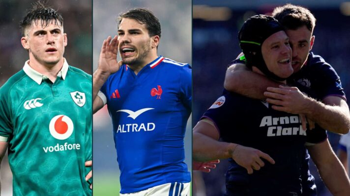 Ireland's Dan Sheehan, France's Antoine Dupont and Scotland's Darcy Graham and Ben White.