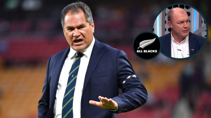 New All Blacks head coach Dave Rennie and an inset of Springboks legend Schalk Burger.