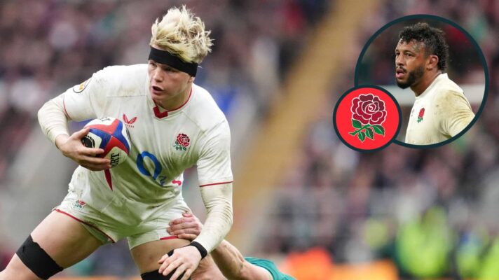 England's rising star Henry Pollock and former legendary forward Courtney Lawes (inset).