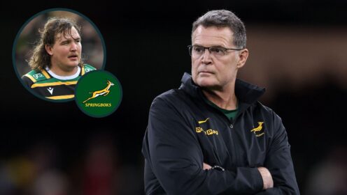 A two layered image of Rassie Erasmus and JJ van der Mescht