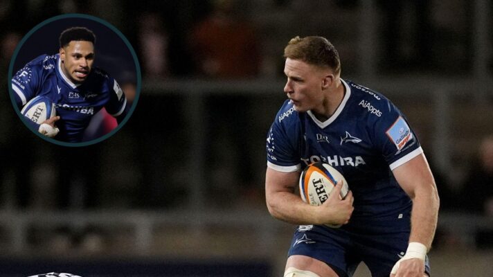 A two layered image of Obi Ene and Dan du Preez