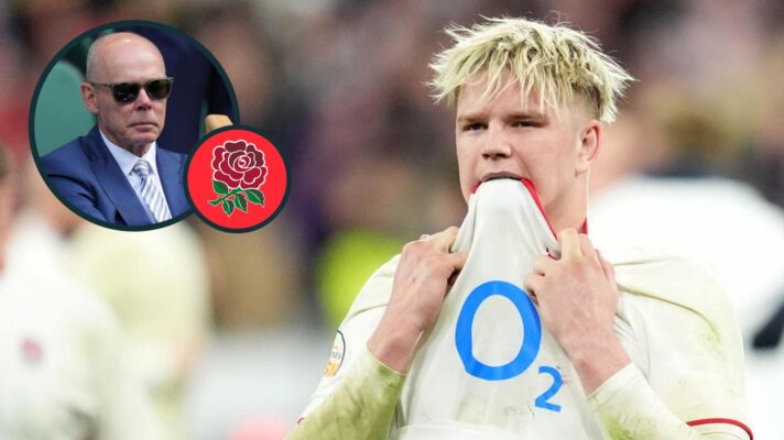 England back-rower Henry Pollock and former head coach Sir Clive Woodward (inset).