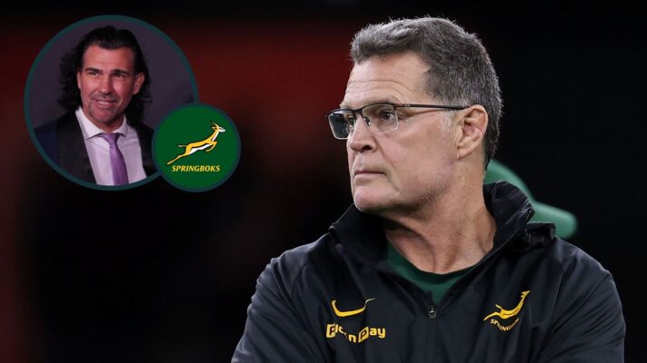 Springboks head coach Rassie Erasmus and former record cap holder Victor Matfield (inset).