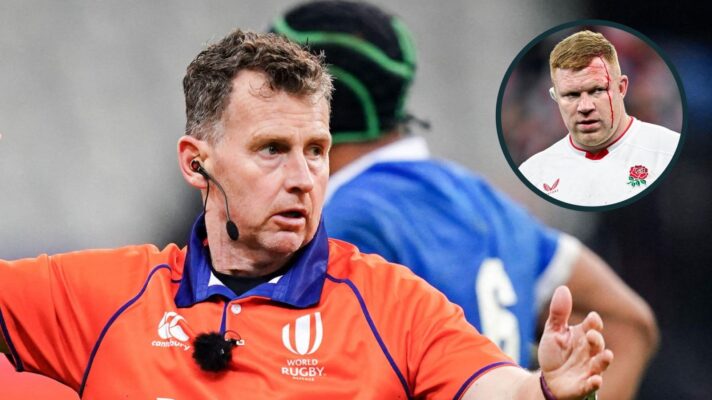 A two layered image of Nigel Owens and Trevor Davison