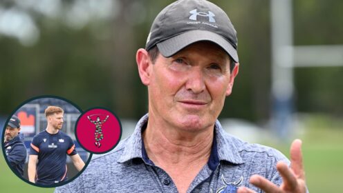 two layer image of Robbie Deans and Ben Healy