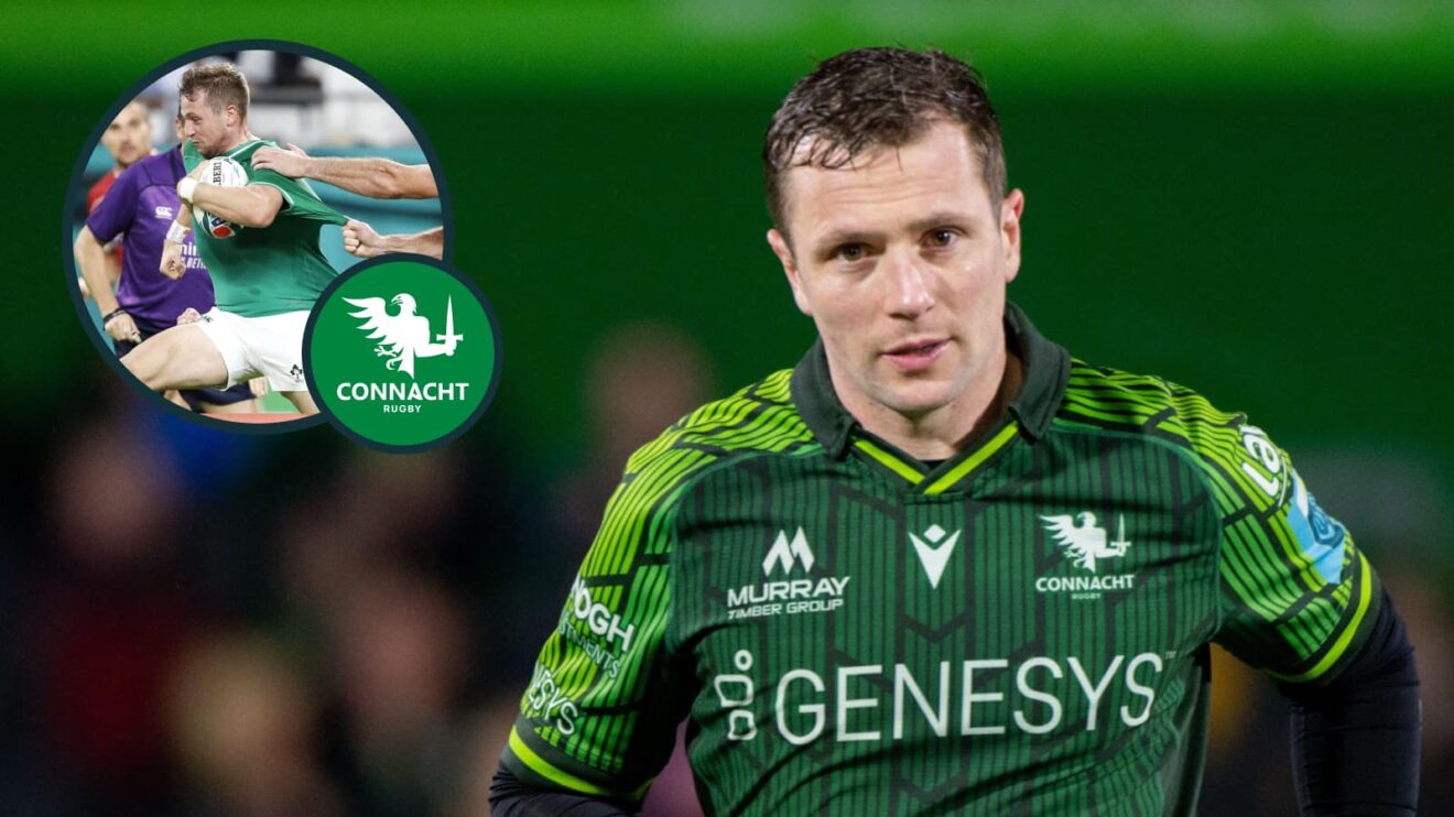 two layer image of Jack Carty with Connacht and Ireland