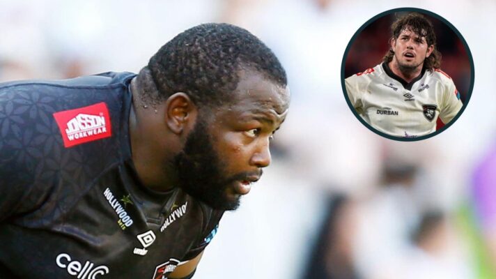 Sharks forwards Ox Nche and Emile van Heerden.