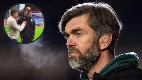 Leicester boss fumes shoving TNT Sports presenter in viral pre-match exchange