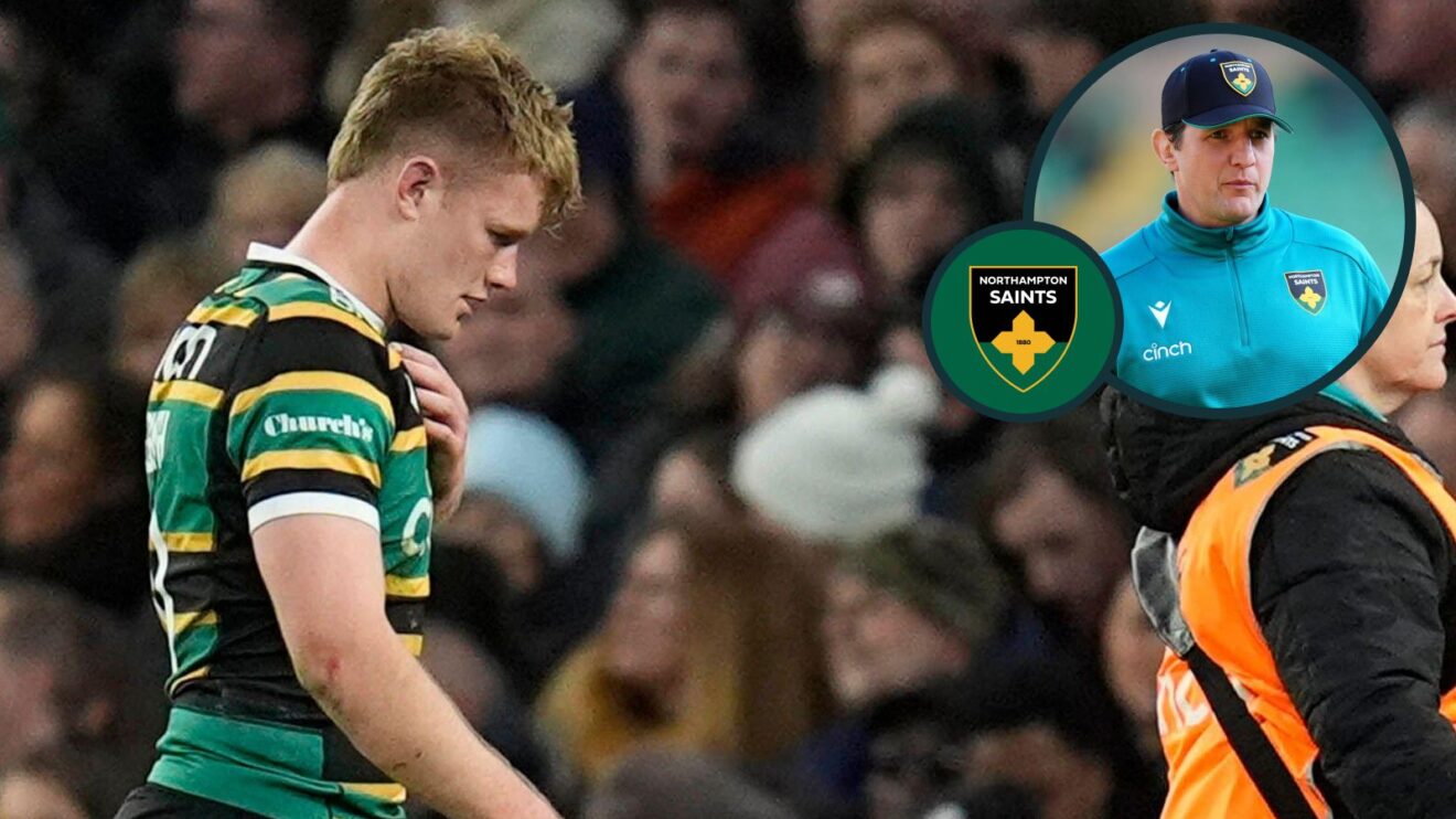 A two layered image of Fin Smith and Phil Dowson