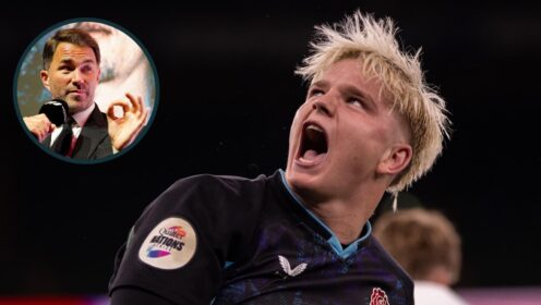 England star Henry Pollock and an inset of Eddie Hearn.