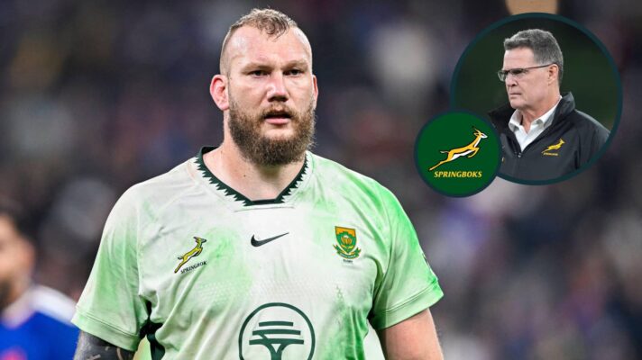Springboks lock RG Snyman and an inset of head coach Rassie Erasmus (1)