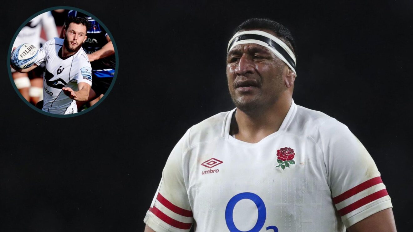 A two layered image of Mako Vunipola (right) and Joe Jenkins (left)