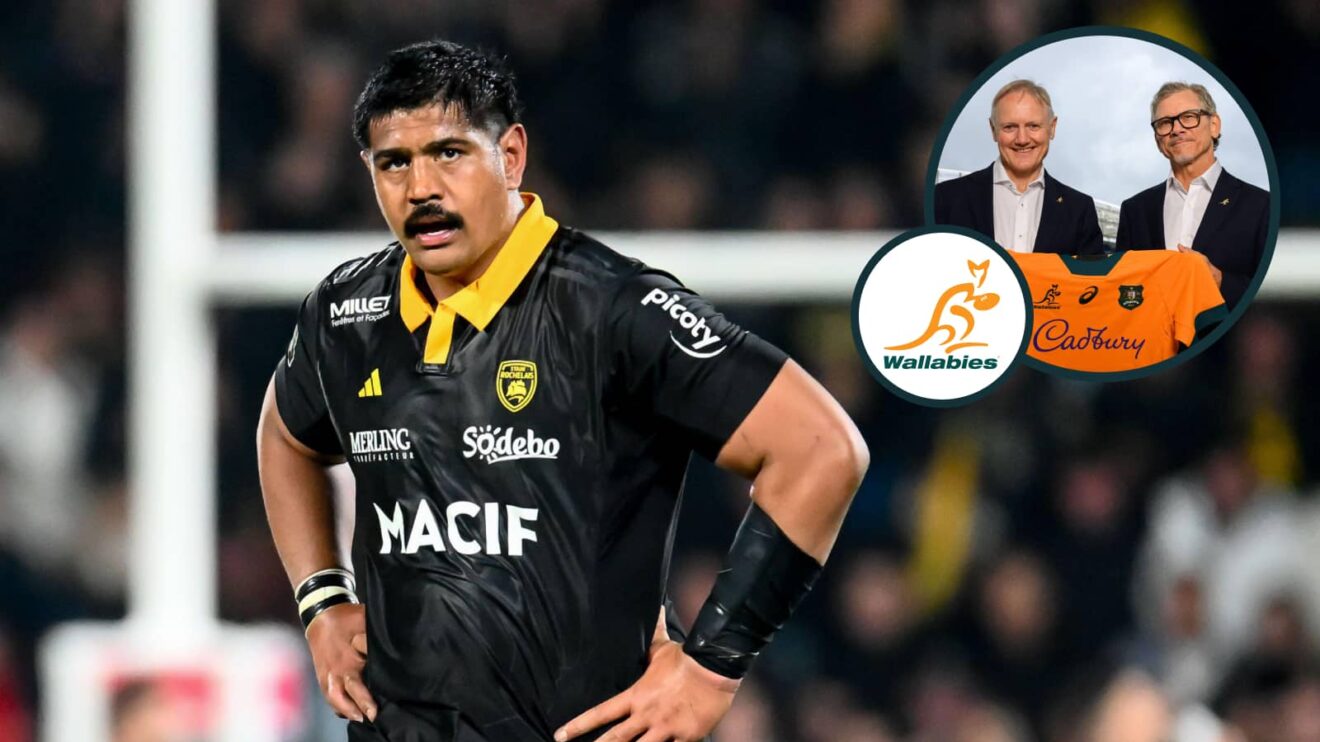 La Rochelle lock Will Skelton and an inset of current and future Wallabies coaches Joe Schmidt and Les Kiss.