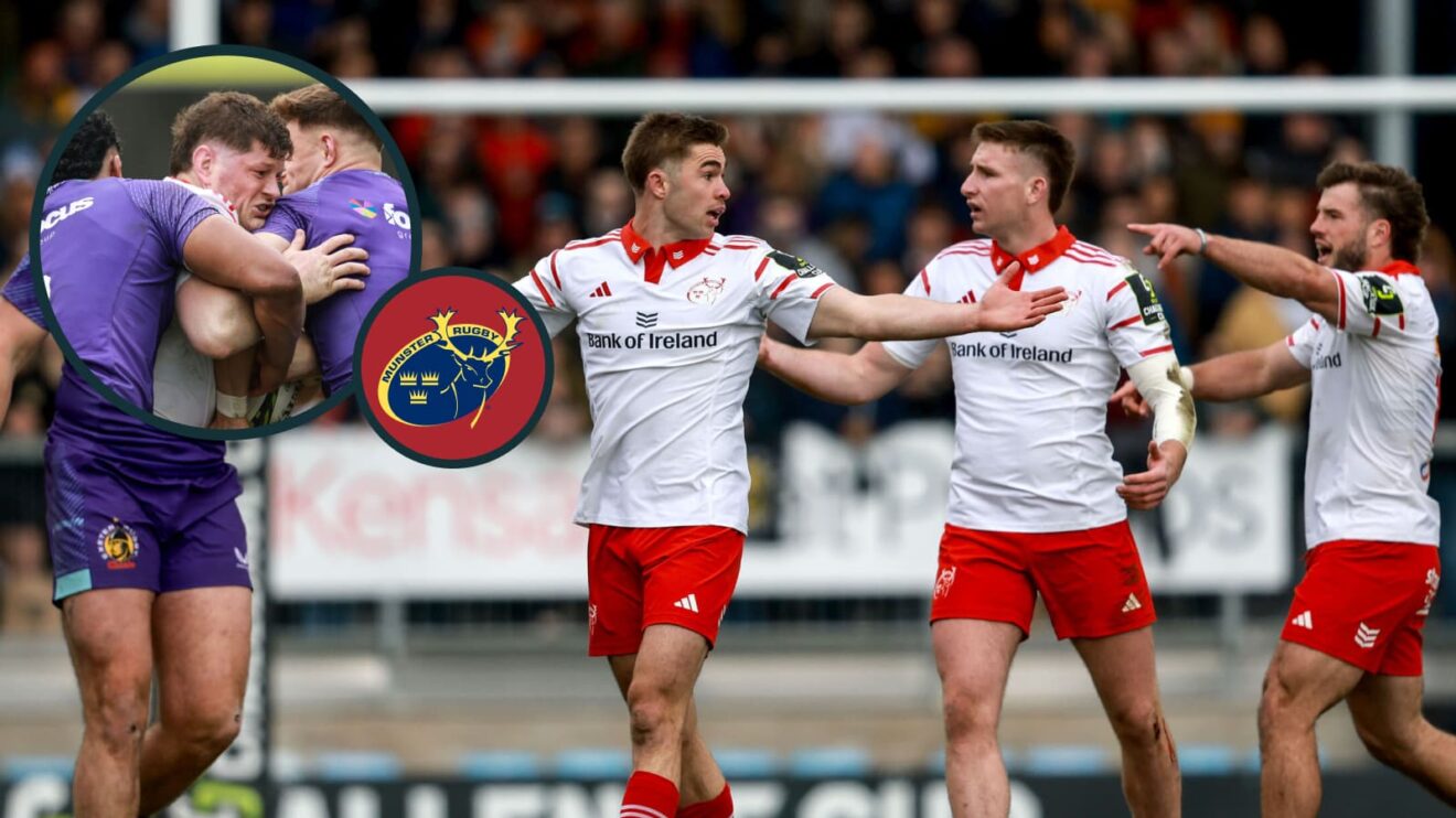 two layer image of Munster players