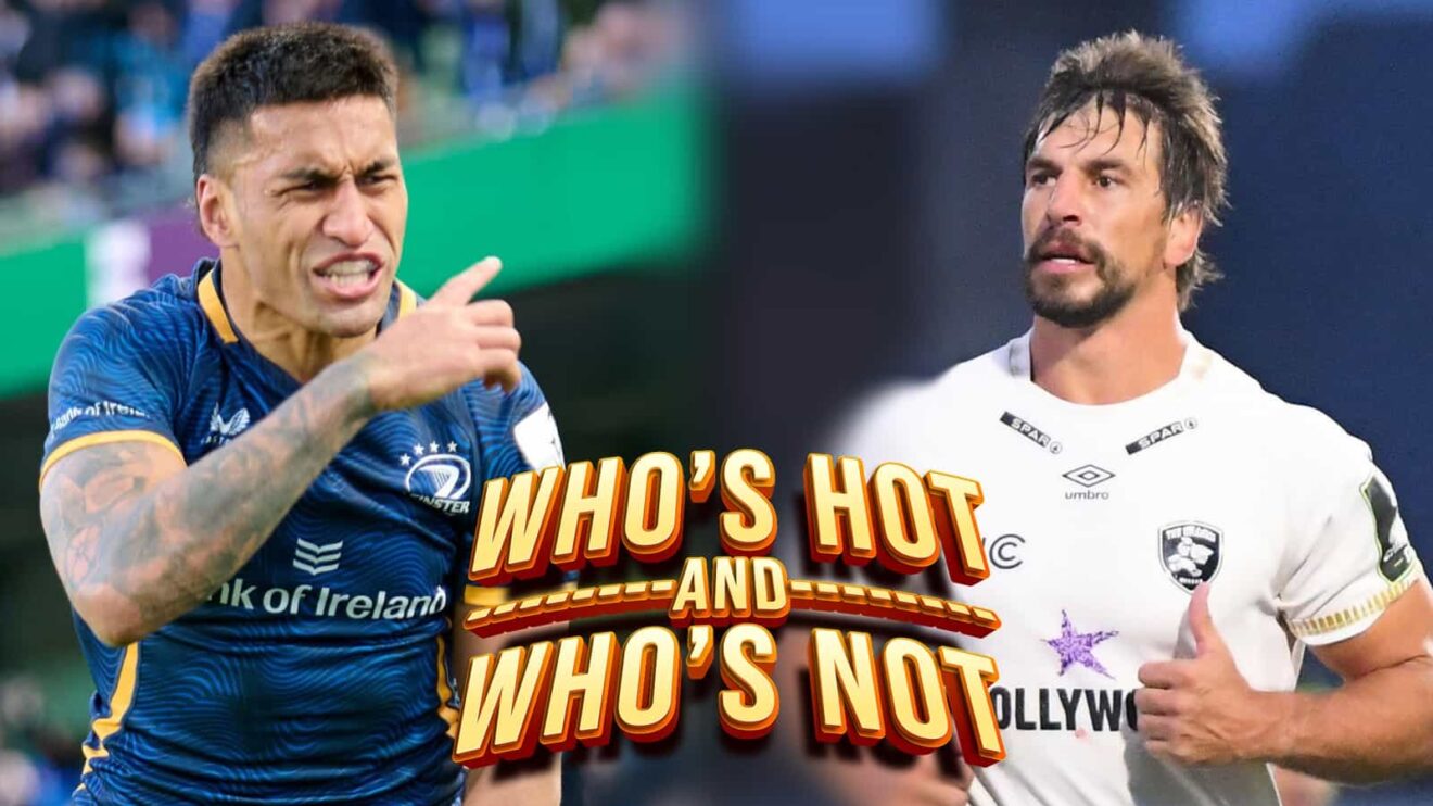 Leinster's Rieko Ioane and Sharks' Eben Etzebeth.