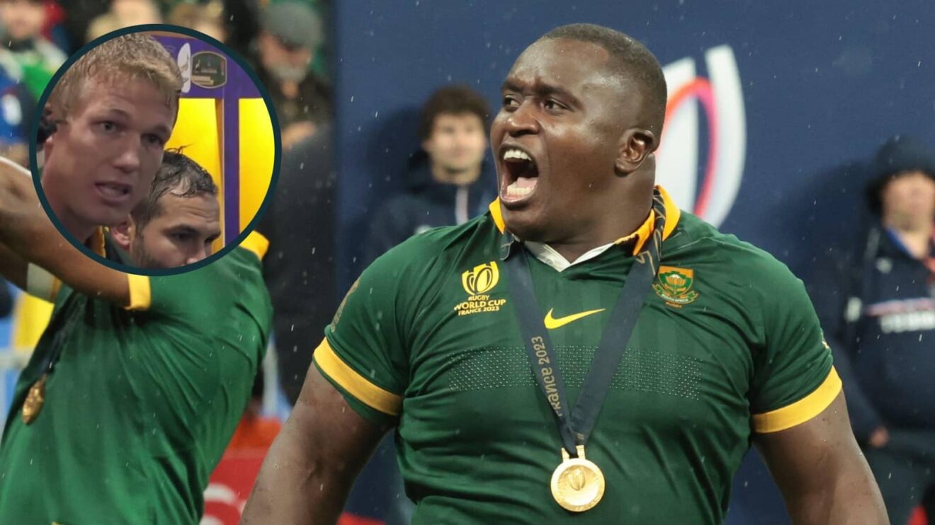Springboks prop Trevor Nyakane and an inset of Pieter-Steph du Toit.