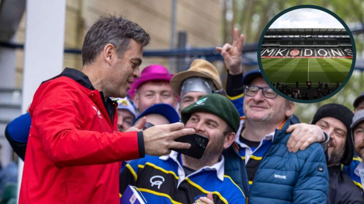 Bath boss Johann van Graan and an inset of Stadium MK.