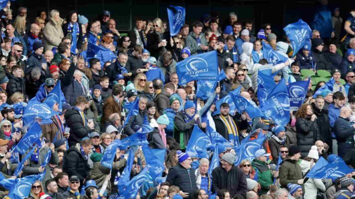A view of Leinster fans celebrating their side scoring a try (INPHO/Bryan Keane/EPCR)
