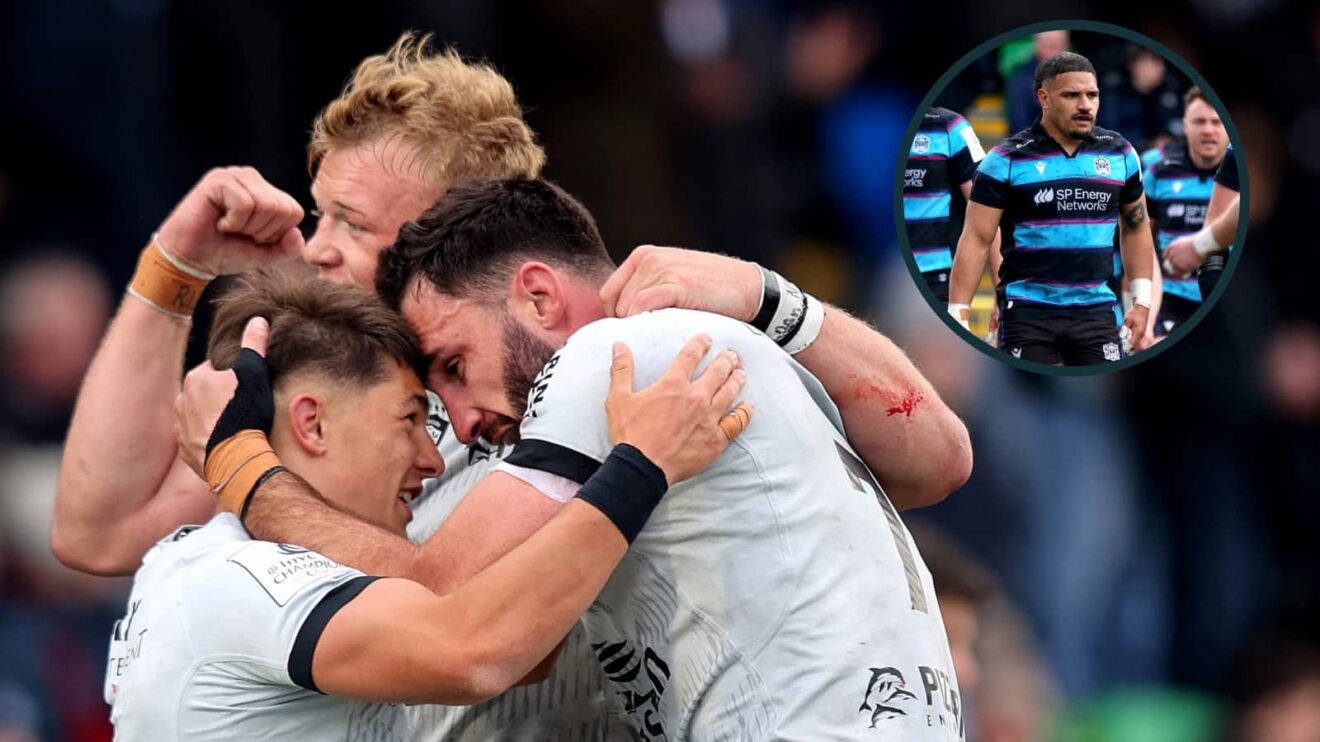 David Ribbans, Mathis Ferte and Charles Ollivon and an inset of Sione Tuipulotu. (INPHO/Ryan Byrne/EPCR)