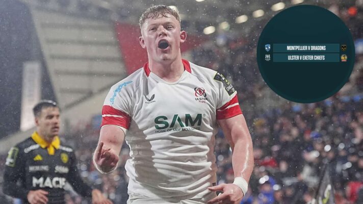 Ulster's Bryn Ward and an inset of the Challenge Cup semi-final fixtures.