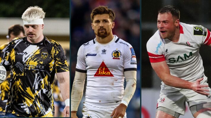 A three panel image of Aaron Wainwright (left), Henry Slade (centre) and Zac Ward (right)