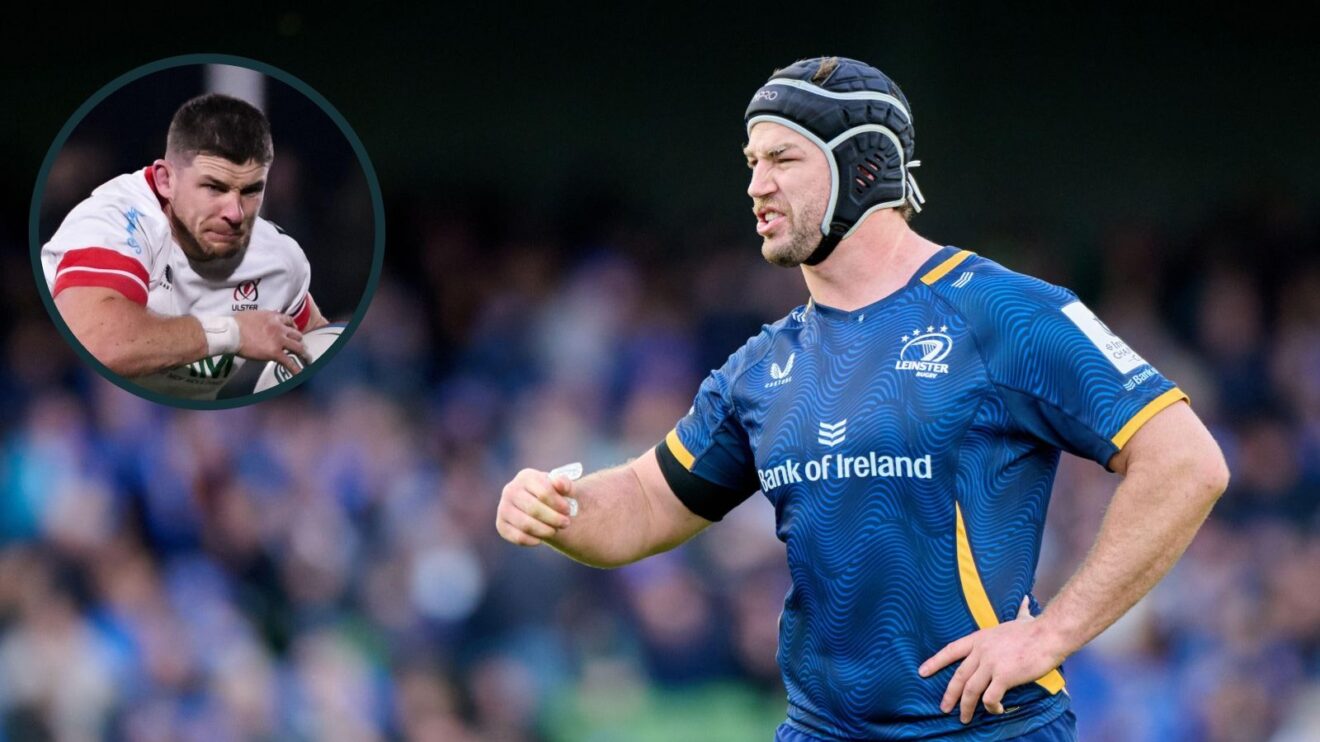 A two layered image of Caelan Doris (right) and Nick Timoney (left)