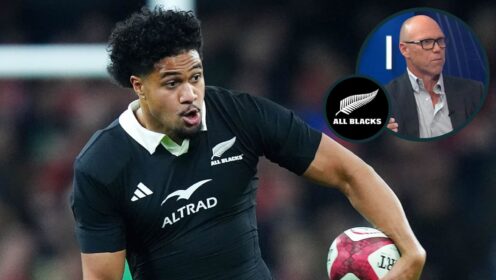 All Blacks star Leicester Fainga'anuku and legendary wing Jeff Wilson (inset).