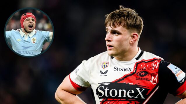 A two layered image of Theo Dan (right) and Louis Bielle-Biarrey (left)