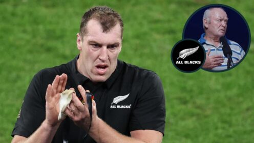 Former All Blacks lock Brodie Retallick and legendary coach Sir Graham Henry (inset).
