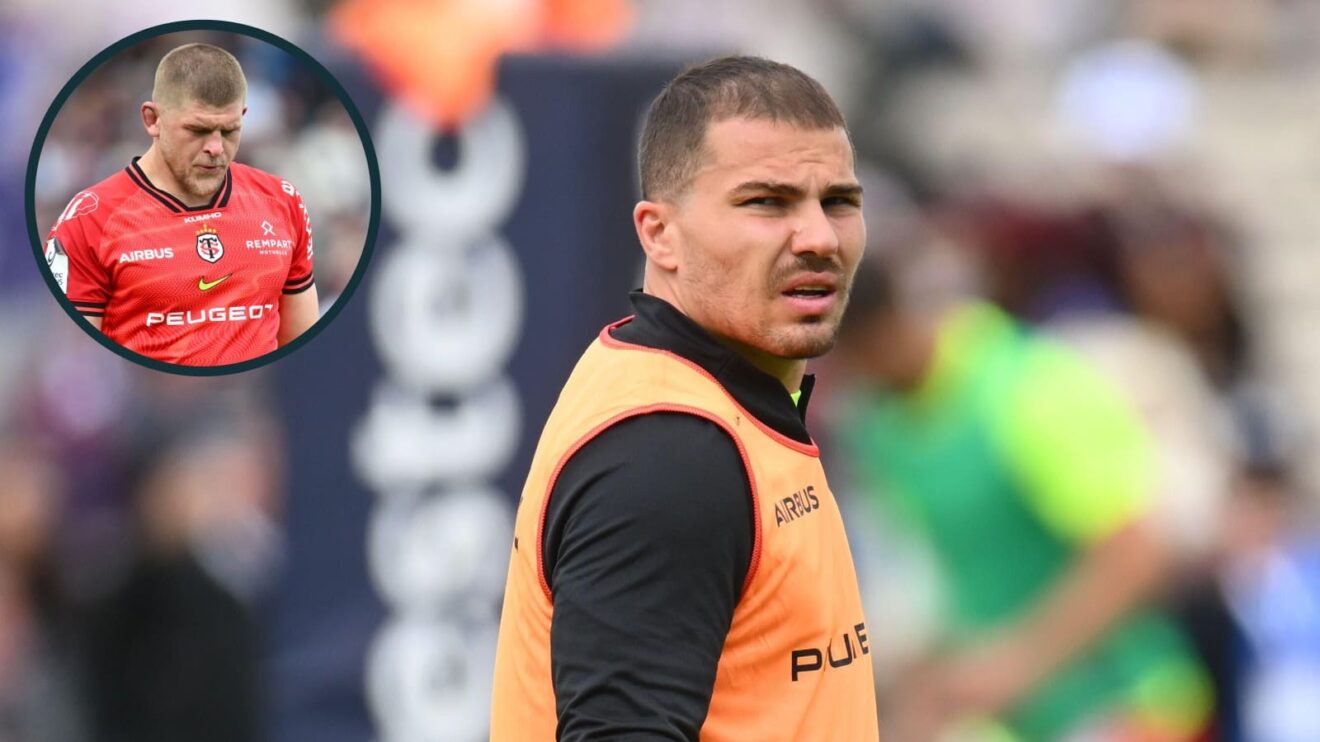 Antoine Dupont and an inset of Toulouse teammate Jack Willis.