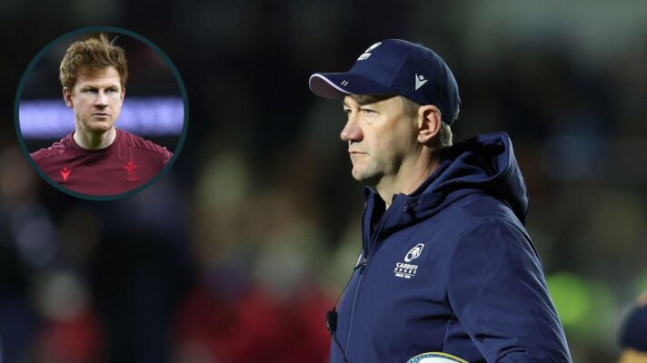 A two layered image of Corniel van Zyl (right) and Rhys Patchell (left)