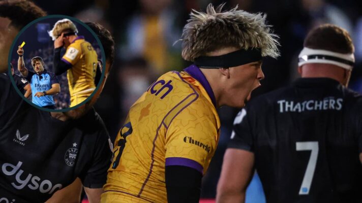 Northampton Saints loose forward Henry Pollock in action against Bath Rugby.