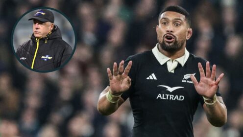 All Blacks star Ardie Savea and Hurricanes head coach Clark Laidlaw (inset).