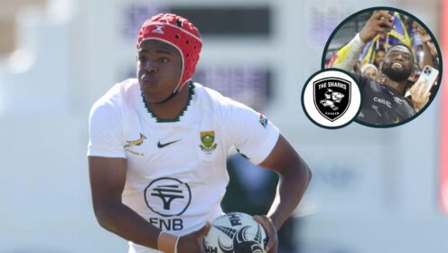 Zekhethelo Siyaya and an inset of Siya Kolisi.