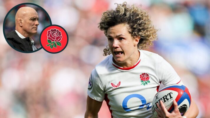 A two layered image of John Mitchell and Ellie Kildunne